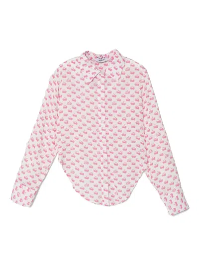 Pinko Kids' Heart-print Shirt In Pink