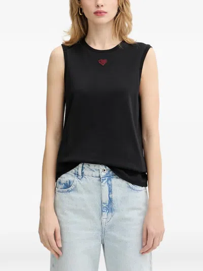 Pinko Heart-appliqué Tank Top In Black