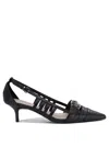 Pinko Black Mid-heel Pumps With Stylish Cutouts And Buckle Detail