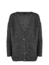 Pinko Erbaceo V-neck Knitted Cardigan In Grey