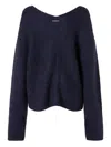 Pinko Herringbone-pattern V-neck Jumper In Blue