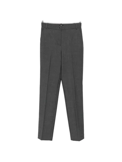 Pinko Herringbone-pattern Logo-patch Trousers In Gray