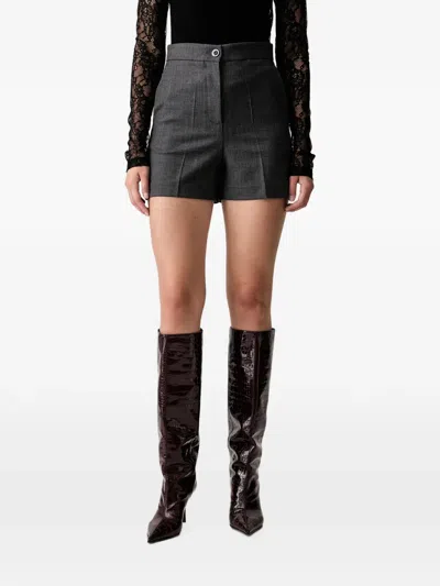Pinko Herringbone-pattern Tailored Shorts In Gray