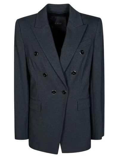 Pinko Hibiscus Punto Stoffa Double-breasted Blazer In Blue