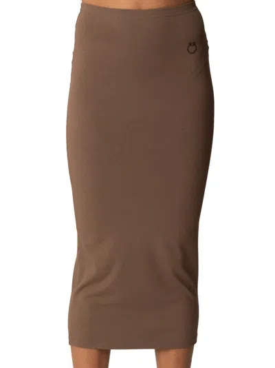 Pinko High-waisted Pencil Midi Skirt In Brown