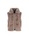 Pinko High Collar Faux Fur Vest In Beige In Brown