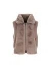Pinko High Collar Faux Fur Vest In Beige In Gray