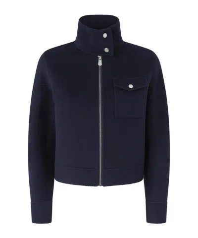 Pinko High Collar Long Sleeve Casual Jacket In Blue
