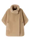Pinko High Neck Beige Coat With Concealed Fastening And Welt Pockets In Multi