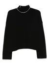 Pinko High-neck Cropped Sweater In Black