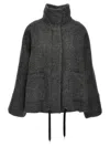 Pinko Short Gray Wool Forbice Coat With High Collar In Grey