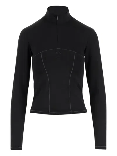 Pinko High-neck Half-zip Sweatshirt In Black