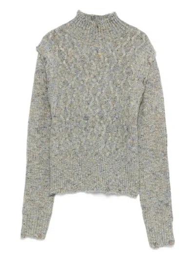 Pinko High-neck Jacquard-knit Sweater In Gray