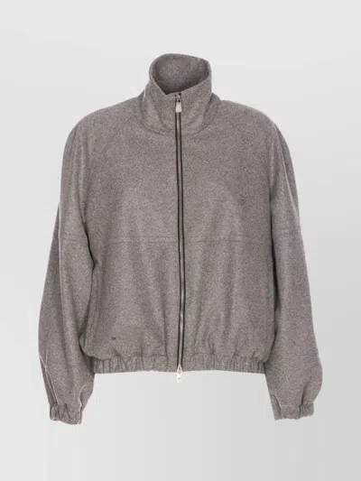 Pinko High Neck Long Sleeve Elastic Jacket In Gray