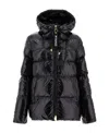 Pinko Oversized Black Puffy Coat With Glossy Finish And Hood In Black