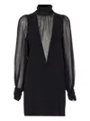 Pinko Dress With Georgette Sleeves And High Neck In Black