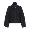 Pinko Double Cloth Spoon Caban In Fabric In Black