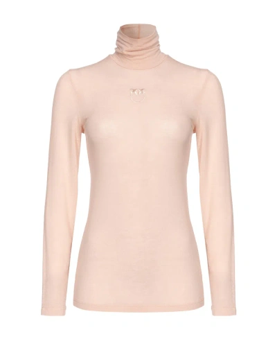Pinko High-neck Viscose Top In Nude