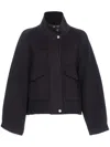 Pinko Double Cloth Spoon Caban In Fabric In Black
