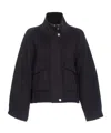 Pinko Double Cloth Spoon Caban In Fabric In Black