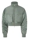 Pinko Short Technical Satin Bomber Jacket In Green