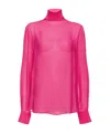 Pinko High-necked Long-sleeved Blouse In Pink