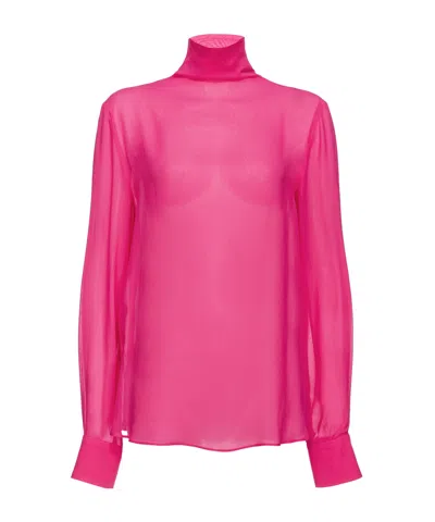 Pinko High-necked Long-sleeved Blouse In Pink