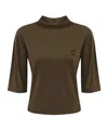 Pinko Macchina Sweater In Viscose With Logo Embroidery In Green