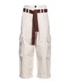 Pinko Oversize Cargo Trousers With Belt In White