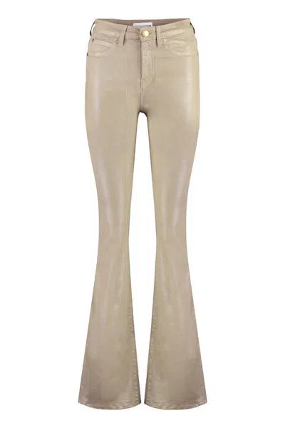 Pinko High-rise Flared Jeans In Beige