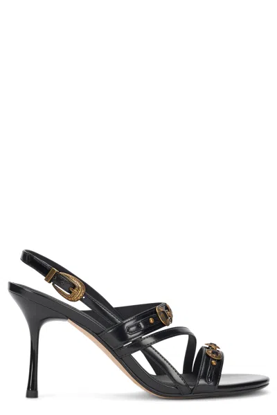 Pinko High Sandals With Studs And Strap In Black