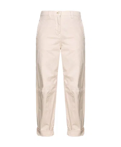 Pinko High-waist Cropped Trousers In Nude