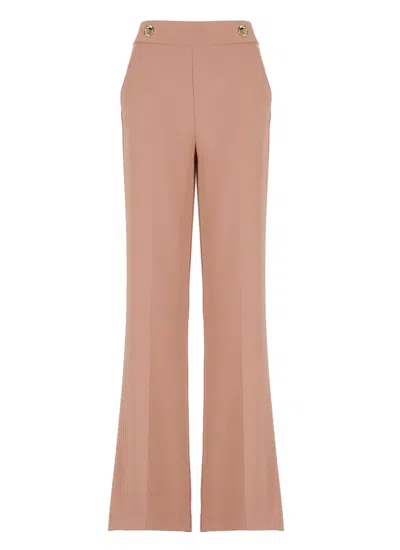 Pinko High Waist Flared Trousers In Brown