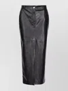 Pinko High Waist Metallic Finish Skirts With Back Slit In Black