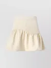 Pinko High Waist Mini Skirt With Ruffled Hem In White