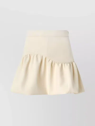 Pinko High Waist Mini Skirt With Ruffled Hem In White