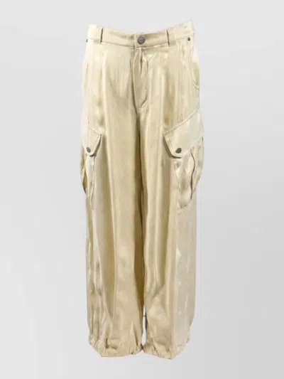 Pinko High Waist Nylon Silk Blend Pants In Neutral