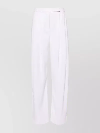 Pinko High Waist Pleated Front Wide Leg Trousers In White
