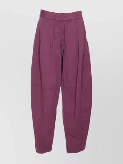 Pinko High Waist Pleated Trousers Belt In Purple