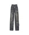 Pinko High-waist Wide-leg Cargo Jeans In Black