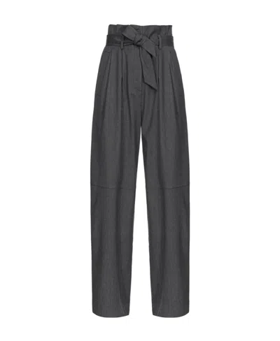 Pinko High-waist Wide-leg Trousers In Black