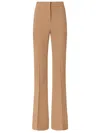 Pinko High-waisted Brown Linen Blend Trousers With Stripe Detail In Brown