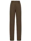 Pinko High-waisted Brown Trousers With Relaxed Fit In Brown
