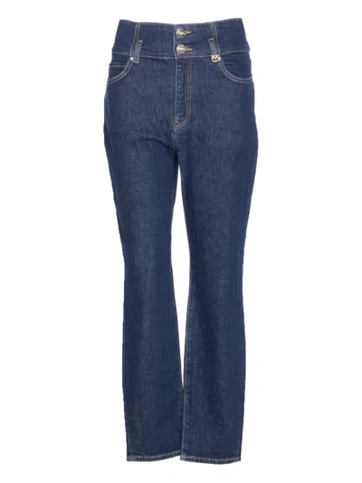Pinko High-waisted Button Jeans In Blue