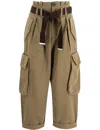 Pinko High-waisted Cargo Trousers With Knotted Belt
