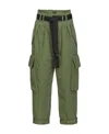Pinko High-waisted Cropped Cargo Trousers In Green