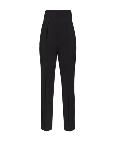 Pinko High-waisted Cropped Trousers In Black
