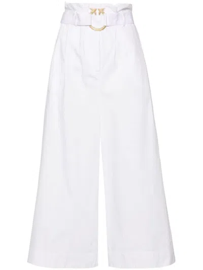 Pinko High-waisted Cropped Trousers In White