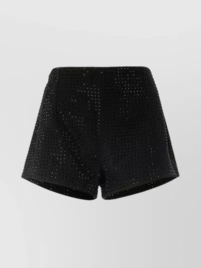 Pinko High-waisted Embellished Shorts Sequins In Black