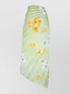 Pinko High-waisted Floral Print Pleated Skirt In Yellow